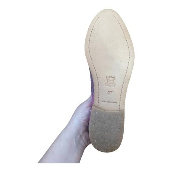 Osborn Ethically Handcrafted Rainbow Canvas & Leather Oxford Lace Up Shoes Sz 37 - Picture 10 of 10